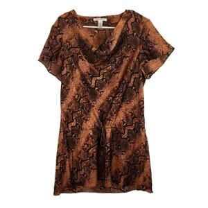 Kenneth Cole Snake Skin Print Negligee SZ LG Dark Romantic Lightweight Sexy